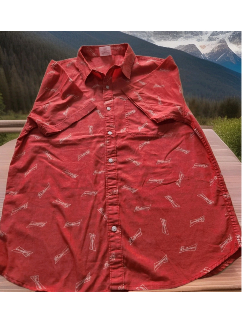 Budweiser Mens Shirts Medium Short Sleeves Button Down Pocket